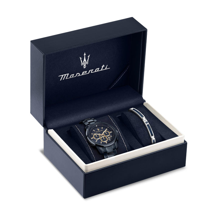 Maserati Successo 44mm Chr Blue Dial Blue Br+Jew Men's Watch