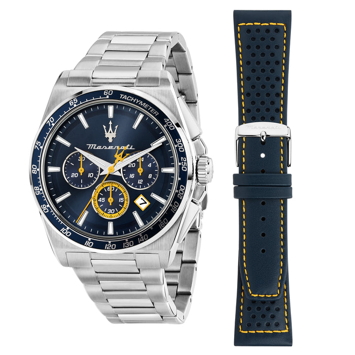 VELOCITA 43MM CHRO BLUE DIAL SS BR+BLU S