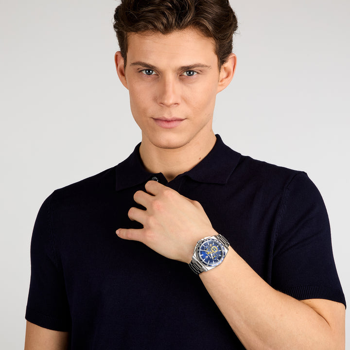 VELOCITA 43MM CHRO BLUE DIAL SS BR+BLU S