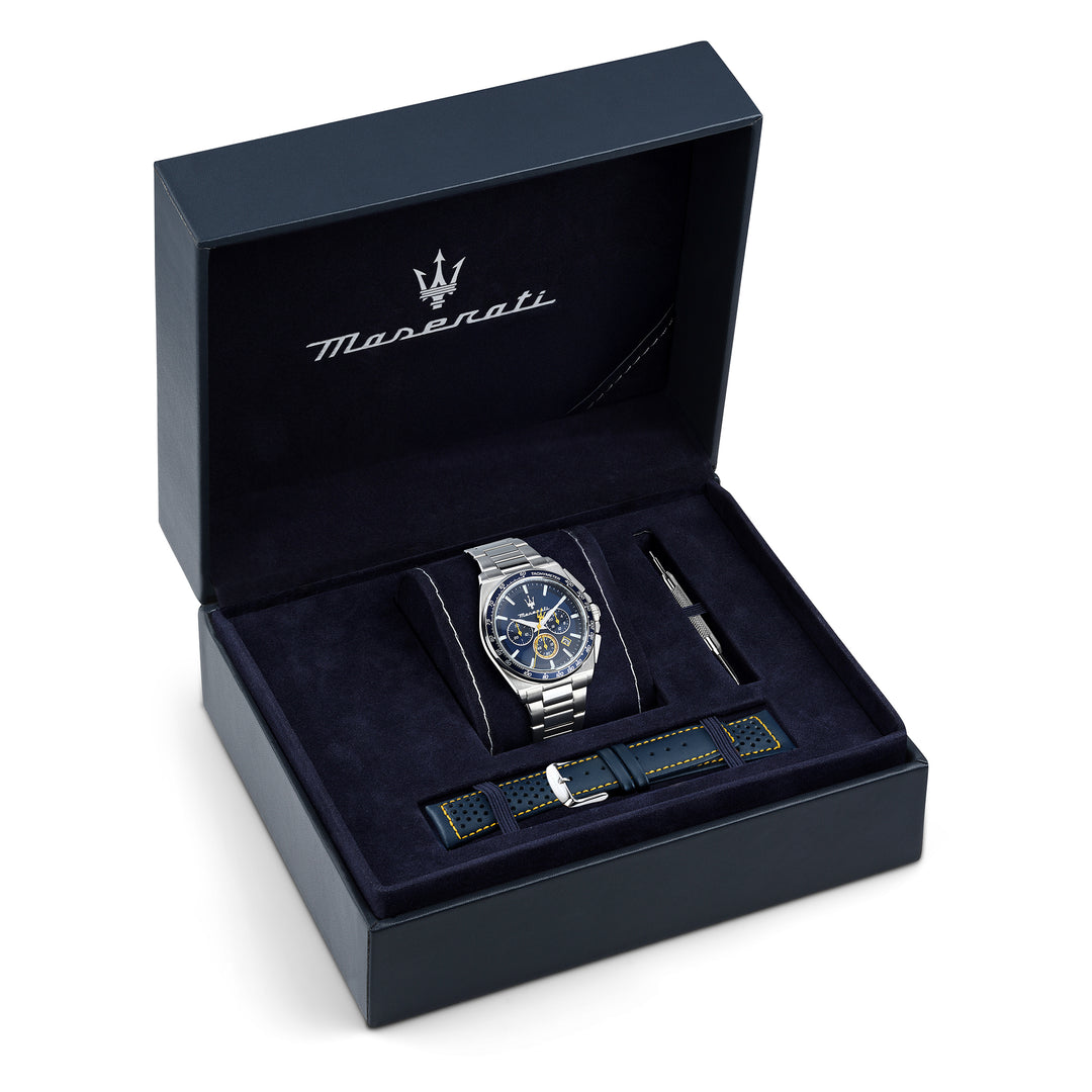 VELOCITA 43MM CHRO BLUE DIAL SS BR+BLU S