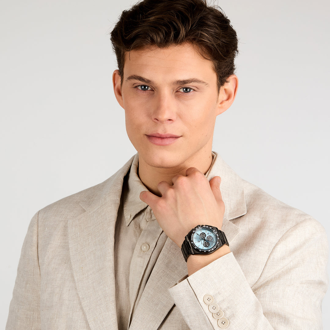 VELOCITA 43MM CHRO BLUE DIAL GUN BR