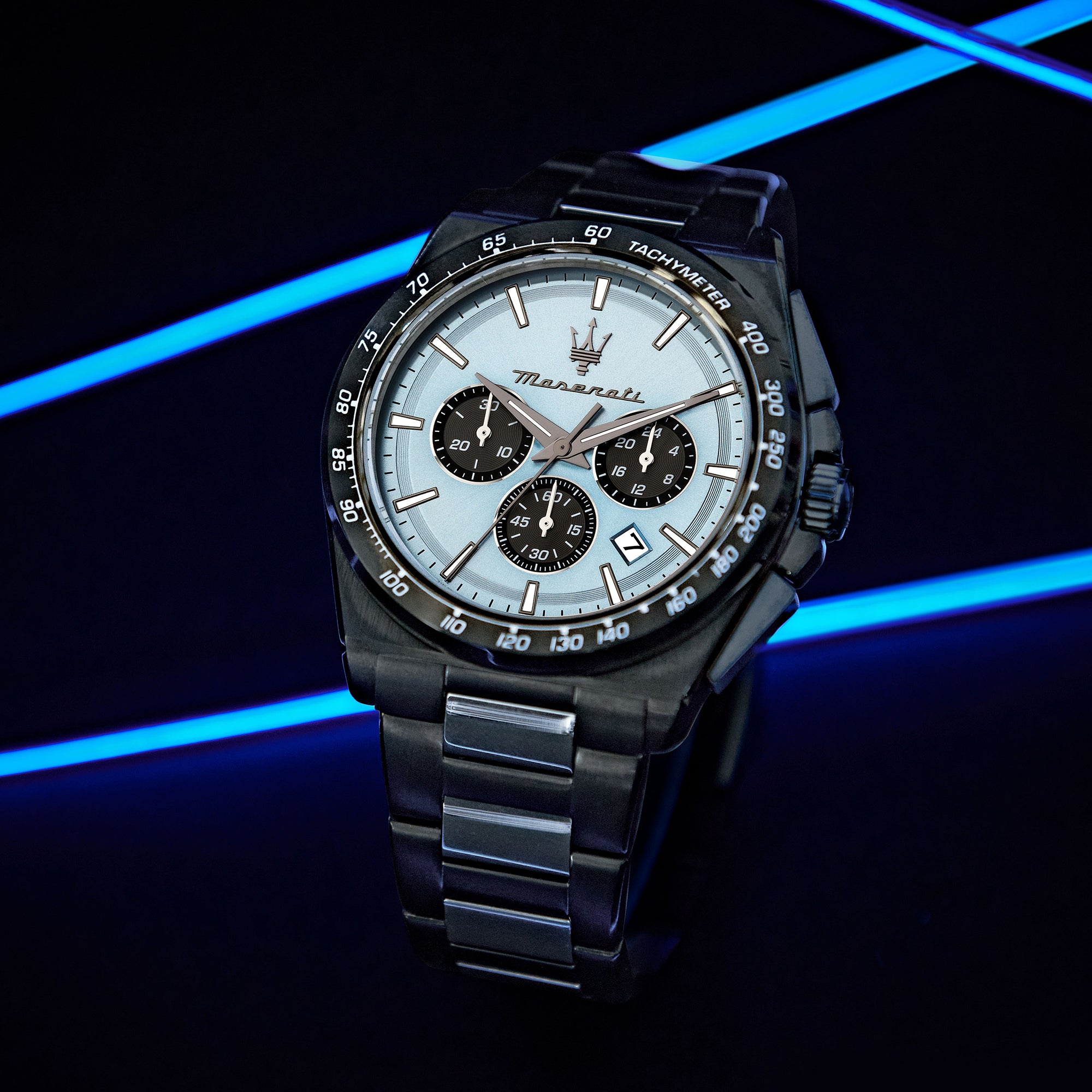 Shop VELOCITA 43MM CHRO BLUE DIAL GUN BR - The Watch House UAE