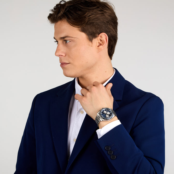 VELOCITA 43MM CHRO BLUE DIAL SS BR