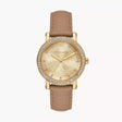 Michael Kors Three-Hand Camel Leather Watch