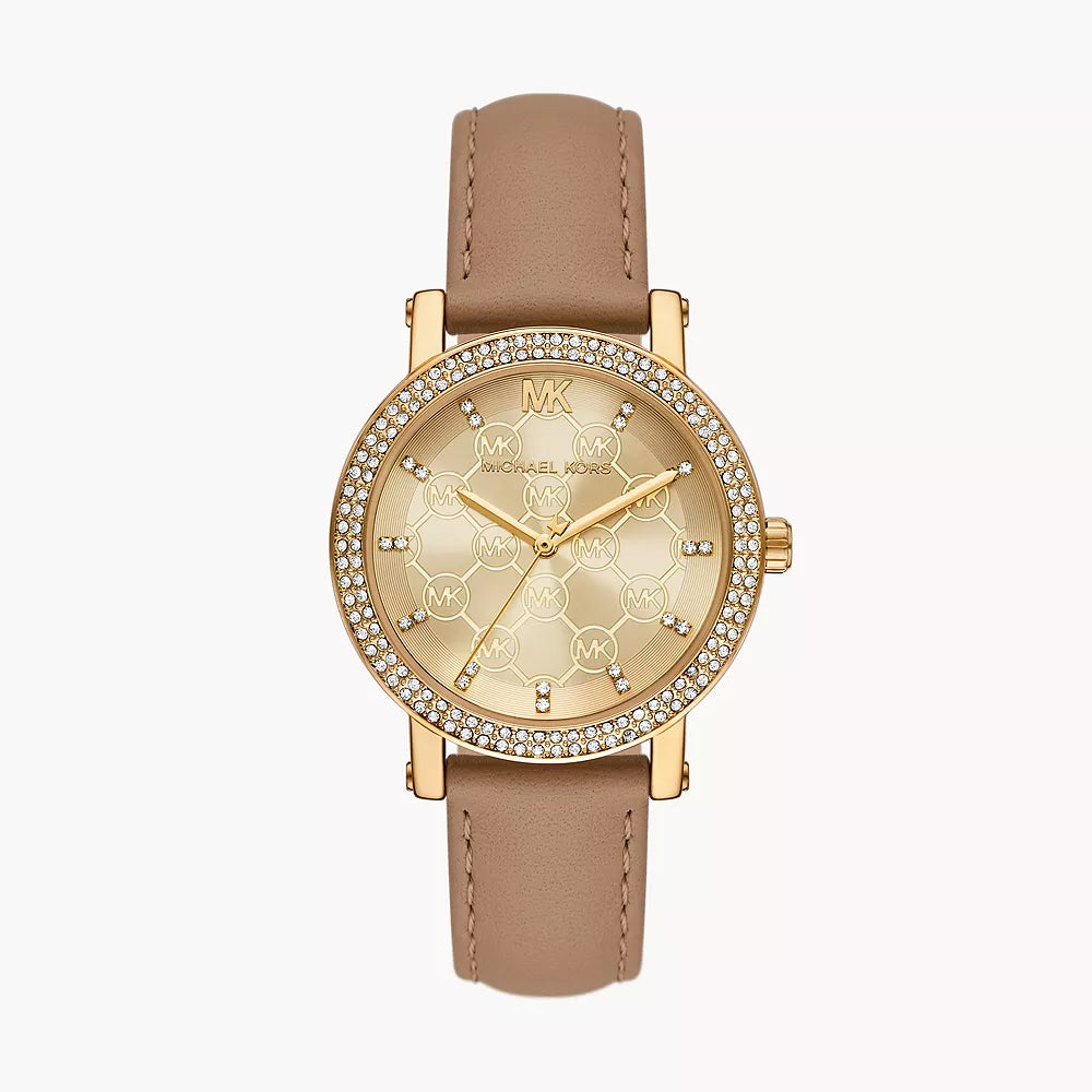 Michael Kors Three-Hand Camel Leather Watch - MK2986
