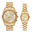 Michael Kors Women's Lexington Three-Hand Gold-Tone Stainless Steel Watch Gift Set