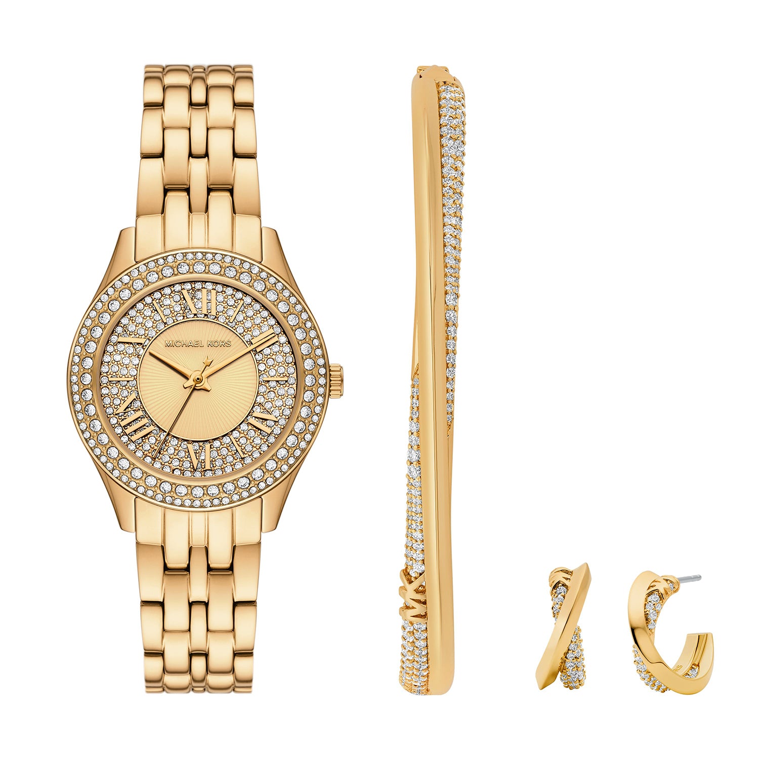 Michael Kors Women's Harlowe Three-Hand Gold-Tone Stainless Steel Watc ...