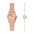 Michael Kors Women's Lexington Three-Hand Rose Gold-Tone Stainless Steel Watch and Bracelet Set