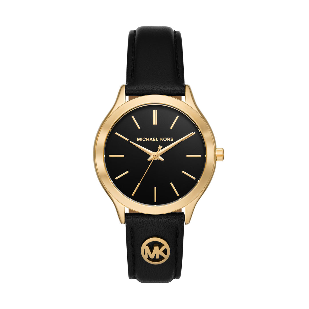 Michael Kors Slim Runway Women's Black Leather Watch