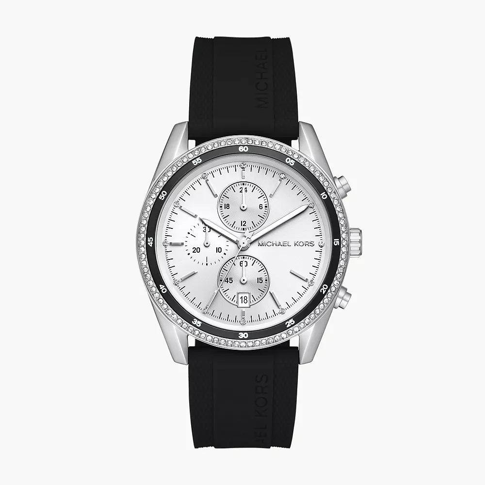 Michael Kors Hadyn Chronograph Black Silicone Watch - MK7486