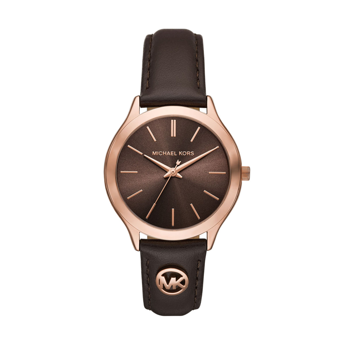 Michael Kors Slim Runway Three-Hand Chocolate Leather Watch