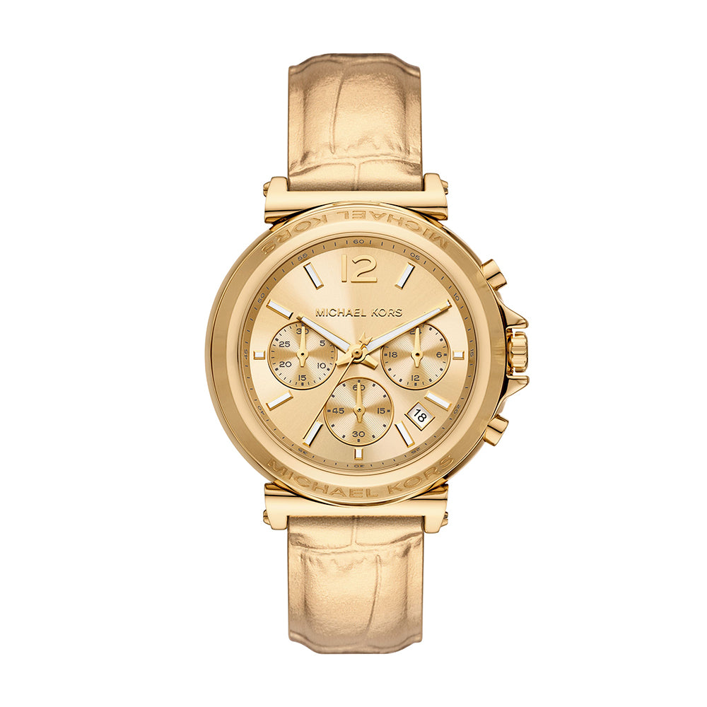 Michael Kors Maren Chronograph Gold Leather Watch