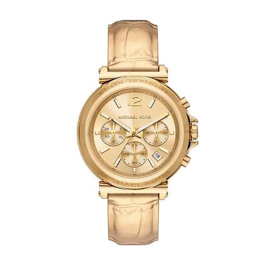 Michael Kors Maren Chronograph Gold Leather Watch