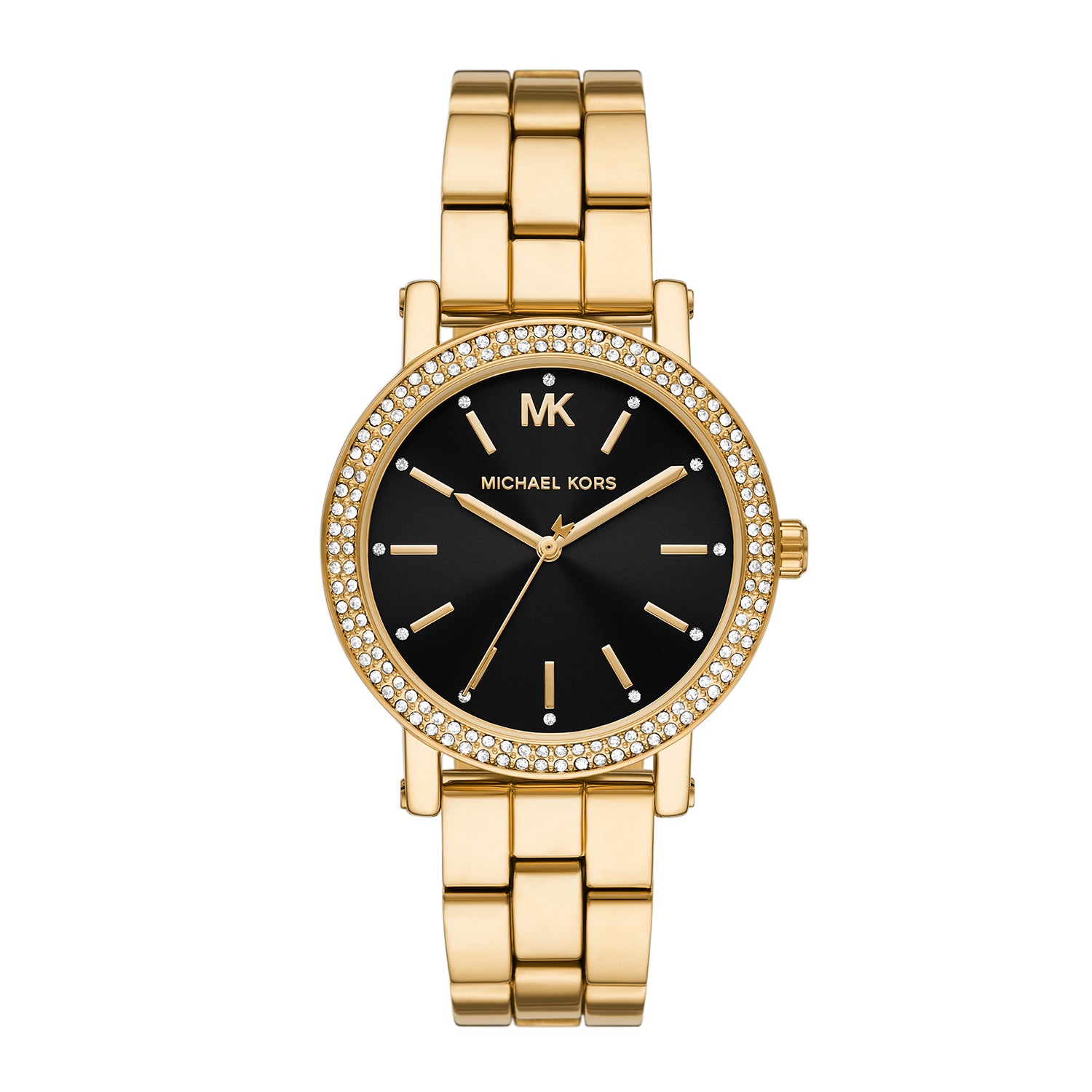Michael Kors Women's Corey Three-Hand Gold-Tone Stainless Steel Watch ...