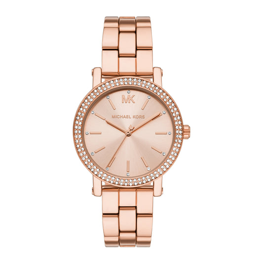 Michael Kors Women's Corey Three-Hand Rose Gold-Tone Stainless Steel Watch