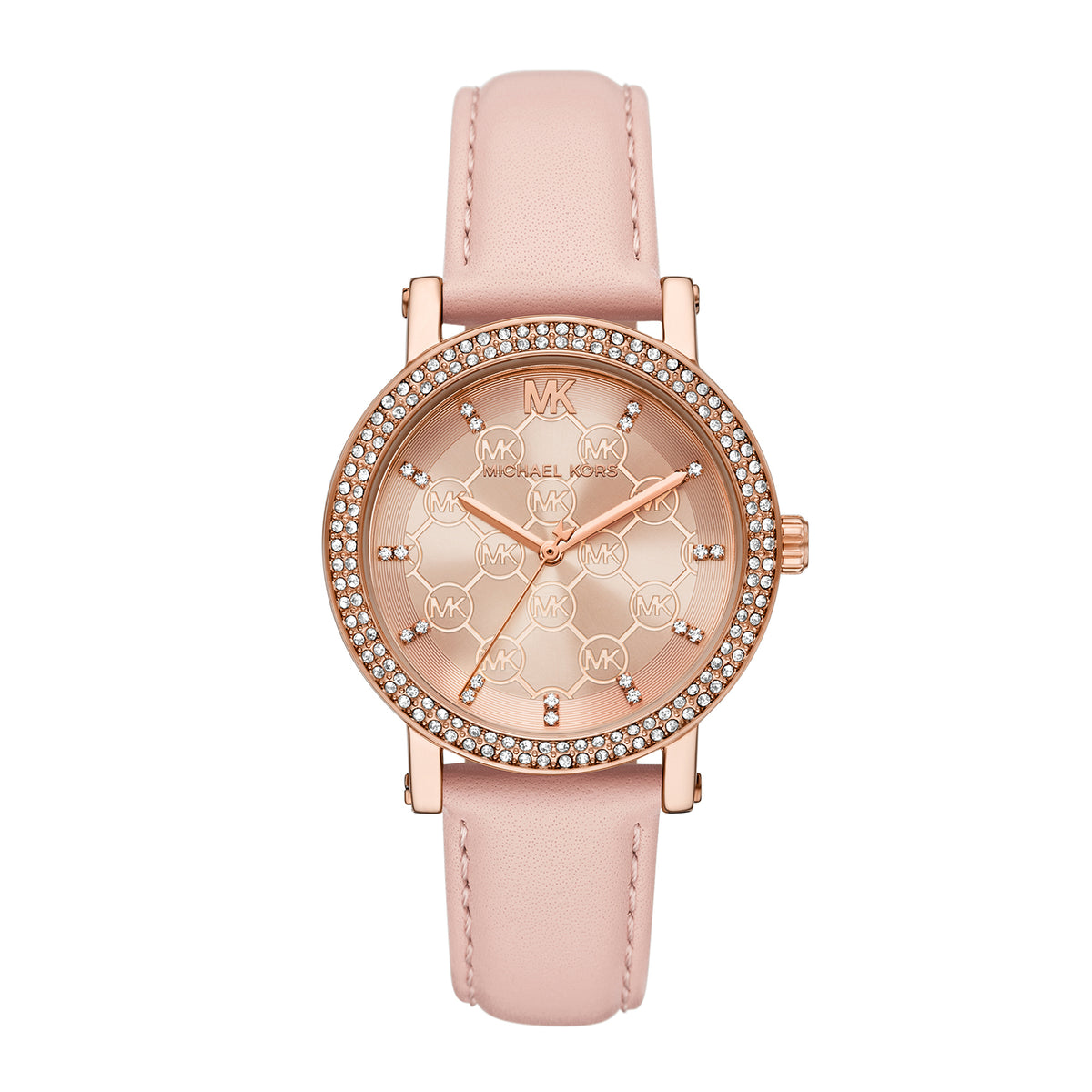Michael Kors Women's Corey Three-Hand Pink Leather Watch