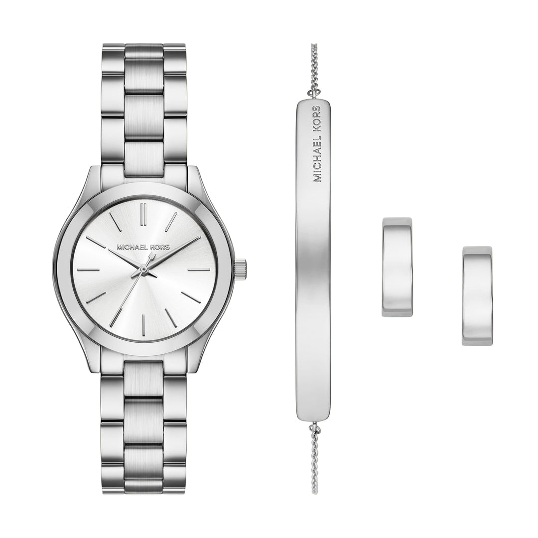 Michael Kors Women's Slim Runway Three-Hand Stainless Steel Watch Gift Set