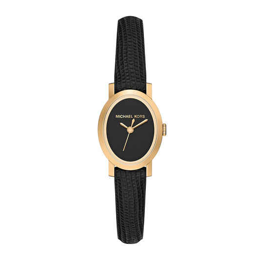 Michael Kors Women's Maude Three-Hand Black Leather Watch
