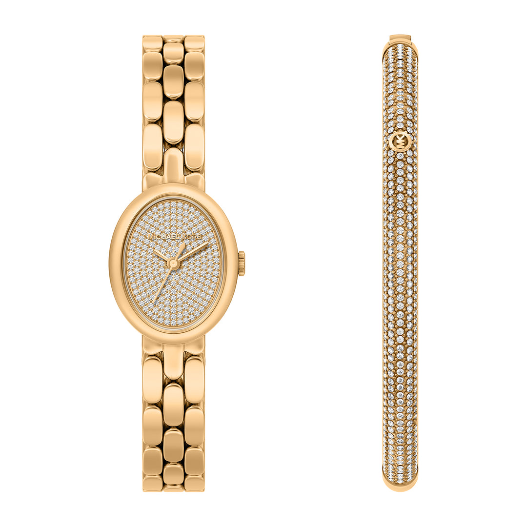 Michael Kors Women's Maude Three-Hand Gold-Tone Stainless Steel Watch and Bracelet Set