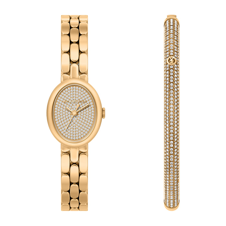 Michael Kors Women's Maude Three-Hand Gold-Tone Stainless Steel Watch and Bracelet Set