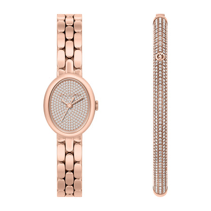 Michael Kors Women's Maude Three-Hand Rose Gold-Tone Stainless Steel Watch and Bracelet Set - MK7598SET
