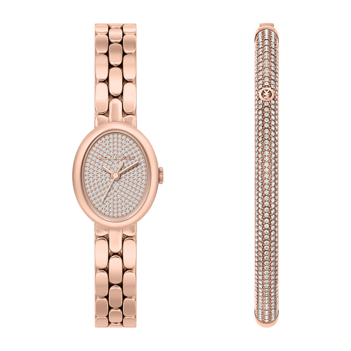 Michael Kors Women's Maude Three-Hand Rose Gold-Tone Stainless Steel Watch and Bracelet Set