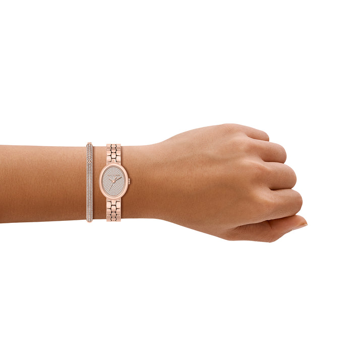 Michael Kors Women's Maude Three-Hand Rose Gold-Tone Stainless Steel Watch and Bracelet Set