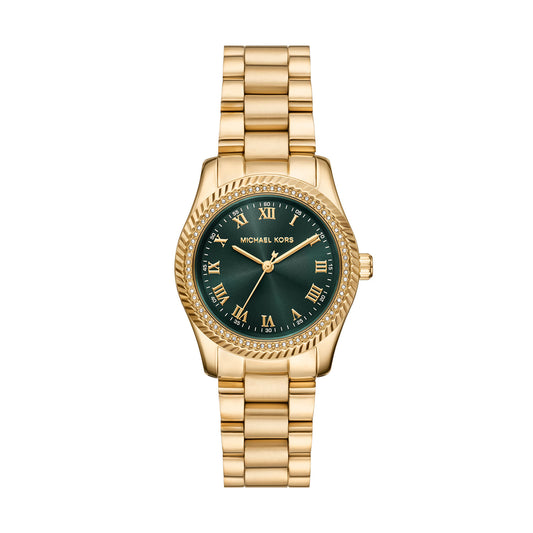 Michael Kors Women's Lexington Three-Hand Gold-Tone Stainless Steel Watch