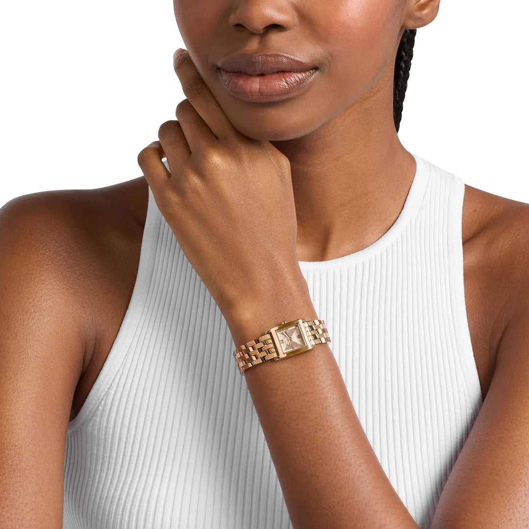 Michael Kors Women's Georgie Two-Hand Beige Gold-Tone Stainless Steel Watch