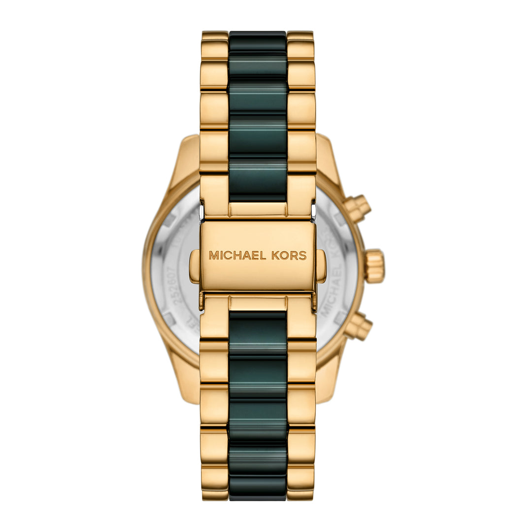 Michael Kors Women's Lexington Chronograph Green Ceramic and Gold-Tone Stainless Steel Watch