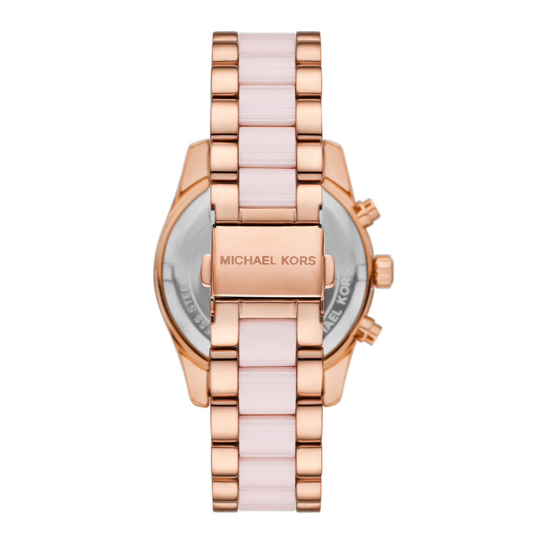 Michael Kors Women's Lexington Chronograph Pink Ceramic and Rose Gold-Tone Stainless Steel Watch