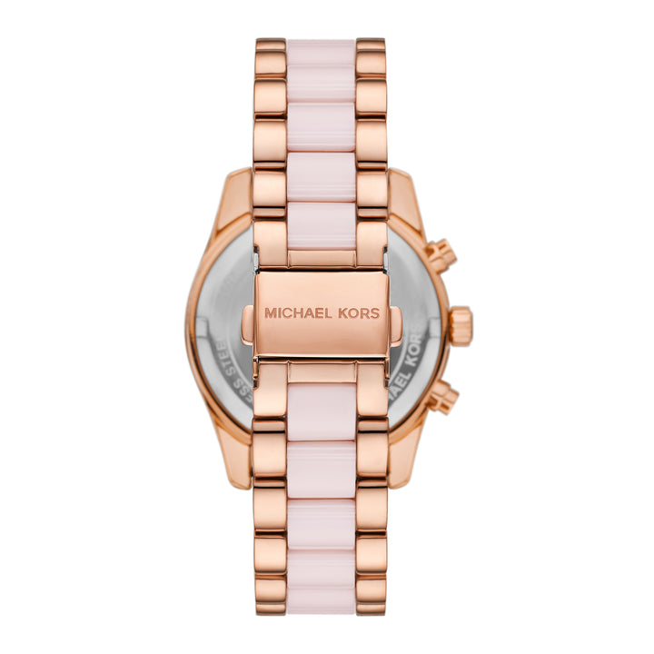 Michael Kors Women's Lexington Chronograph Pink Ceramic and Rose Gold-Tone Stainless Steel Watch