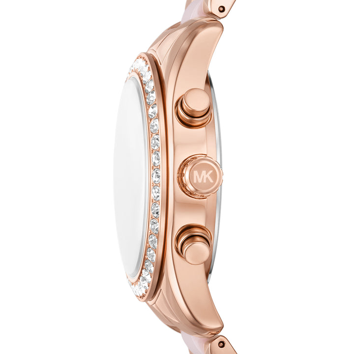 Michael Kors Women's Lexington Chronograph Pink Ceramic and Rose Gold-Tone Stainless Steel Watch
