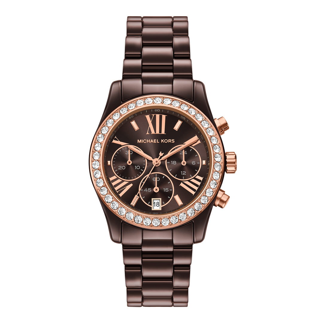 Michael Kors Women's Lexington Chronograph Brown Ceramic Watch