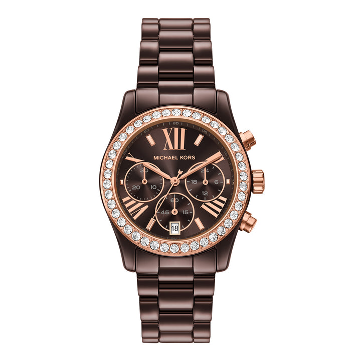 Michael Kors Women's Lexington Chronograph Brown Ceramic Watch