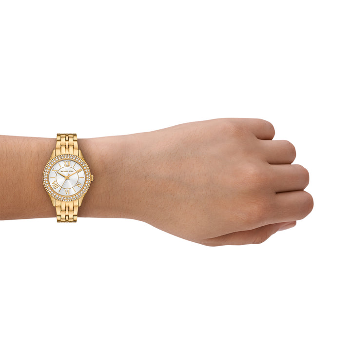 Michael Kors Women's Harlowe Three-Hand Gold-Tone Stainless Steel Watch