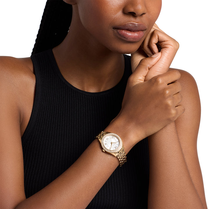 Michael Kors Women's Harlowe Three-Hand Gold-Tone Stainless Steel Watch
