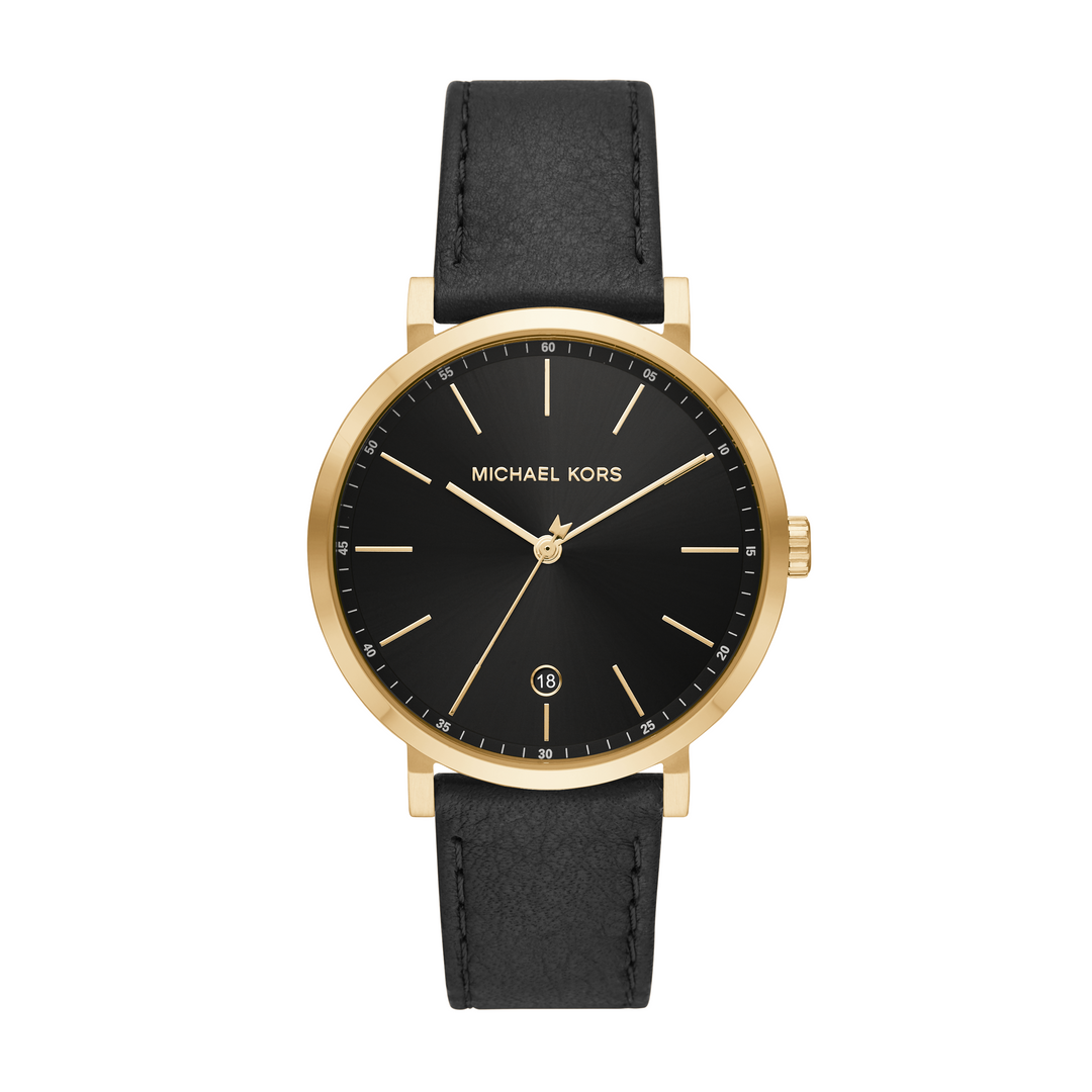 Michael Kors Irving Men's Black Leather Watch