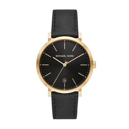 Michael Kors Irving Men's Black Leather Watch