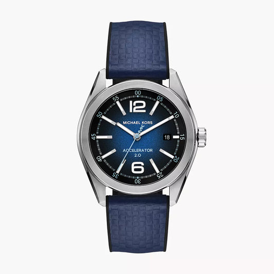 Michael Kors Accelerator 2.0 Three-Hand Date Blue Nylon and Silicone Watch