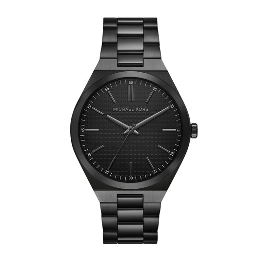 Michael Kors Men's Lennox Three-Hand Black Stainless Steel Watch