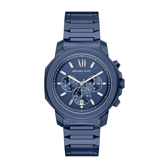 Michael Kors Men's Prescott Chronograph Blue Stainless Steel Watch