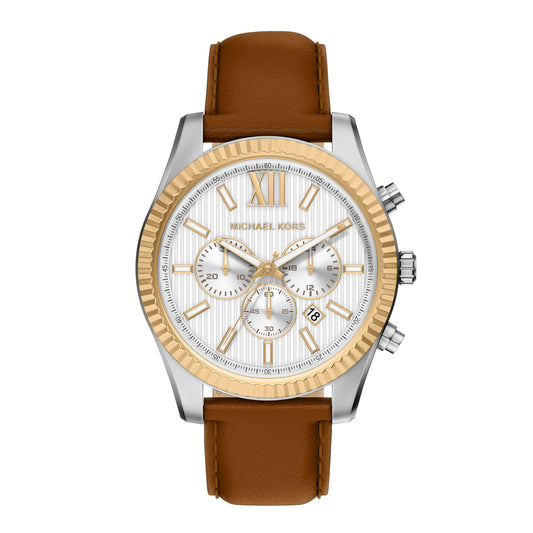 Michael Kors Men's Lexington Chronograph Brown Leather Watch