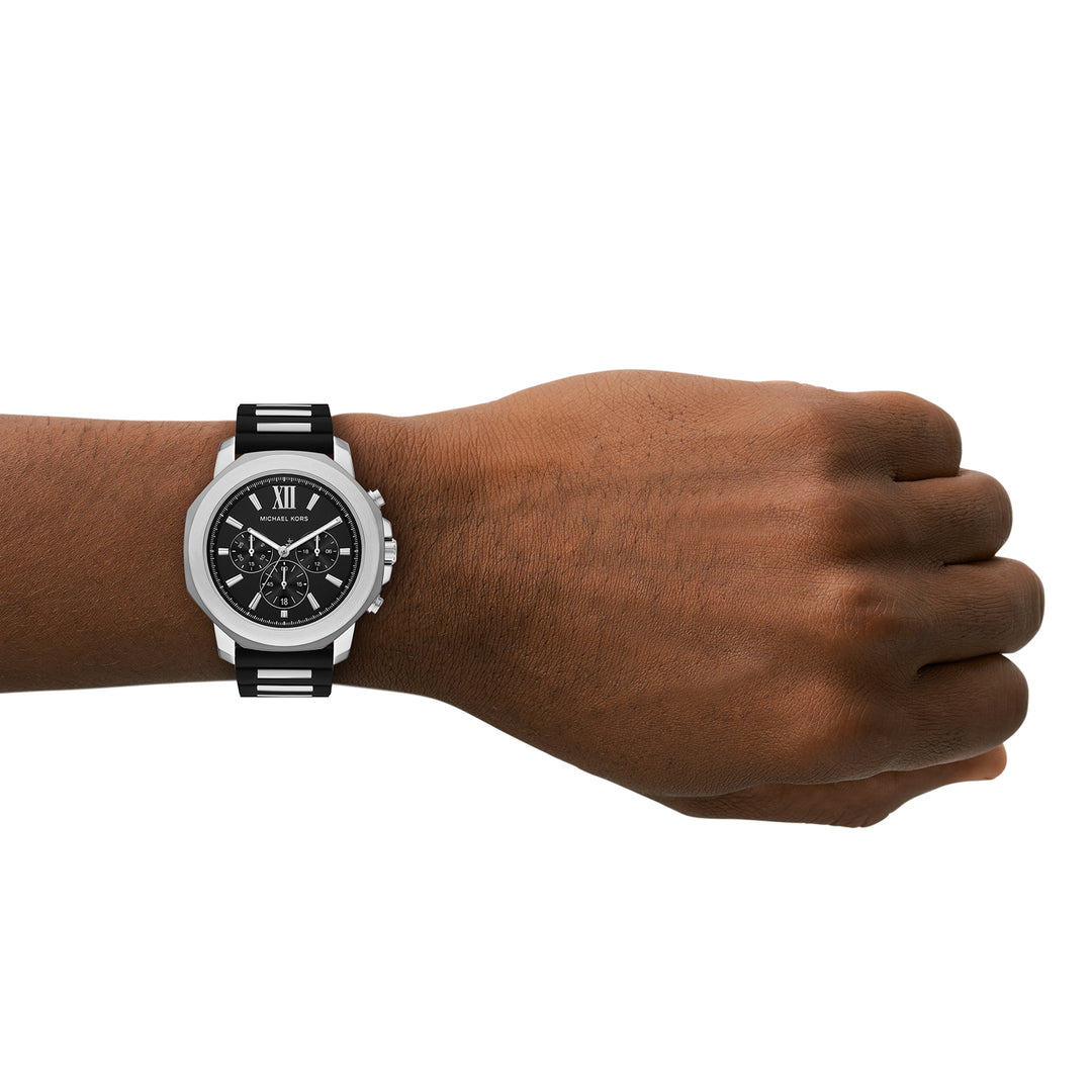 Michael Kors Men's Prescott Chronograph Black Silicone Watch