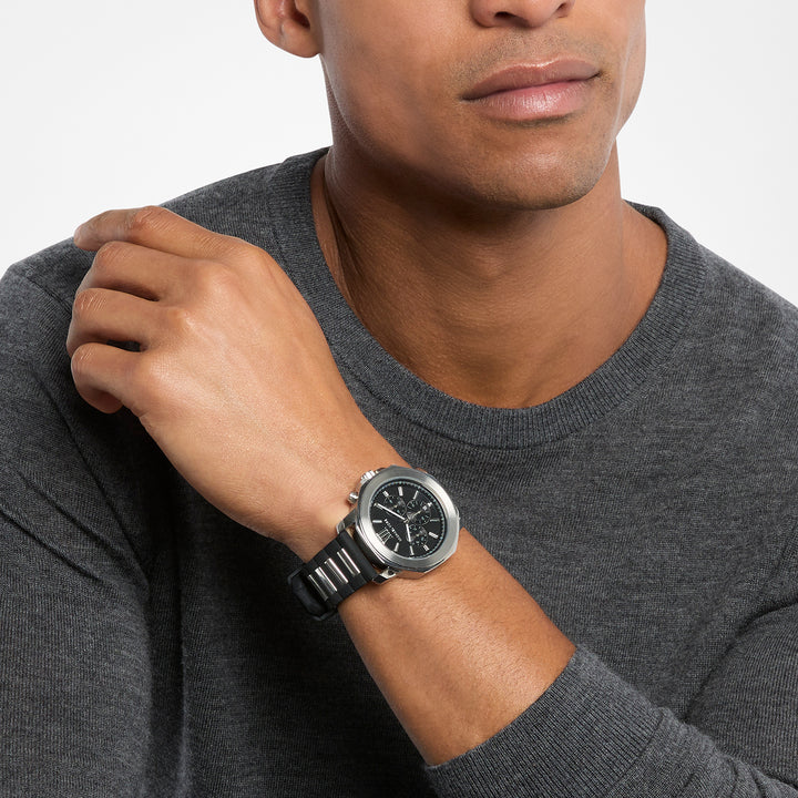 Michael Kors Men's Prescott Chronograph Black Silicone Watch