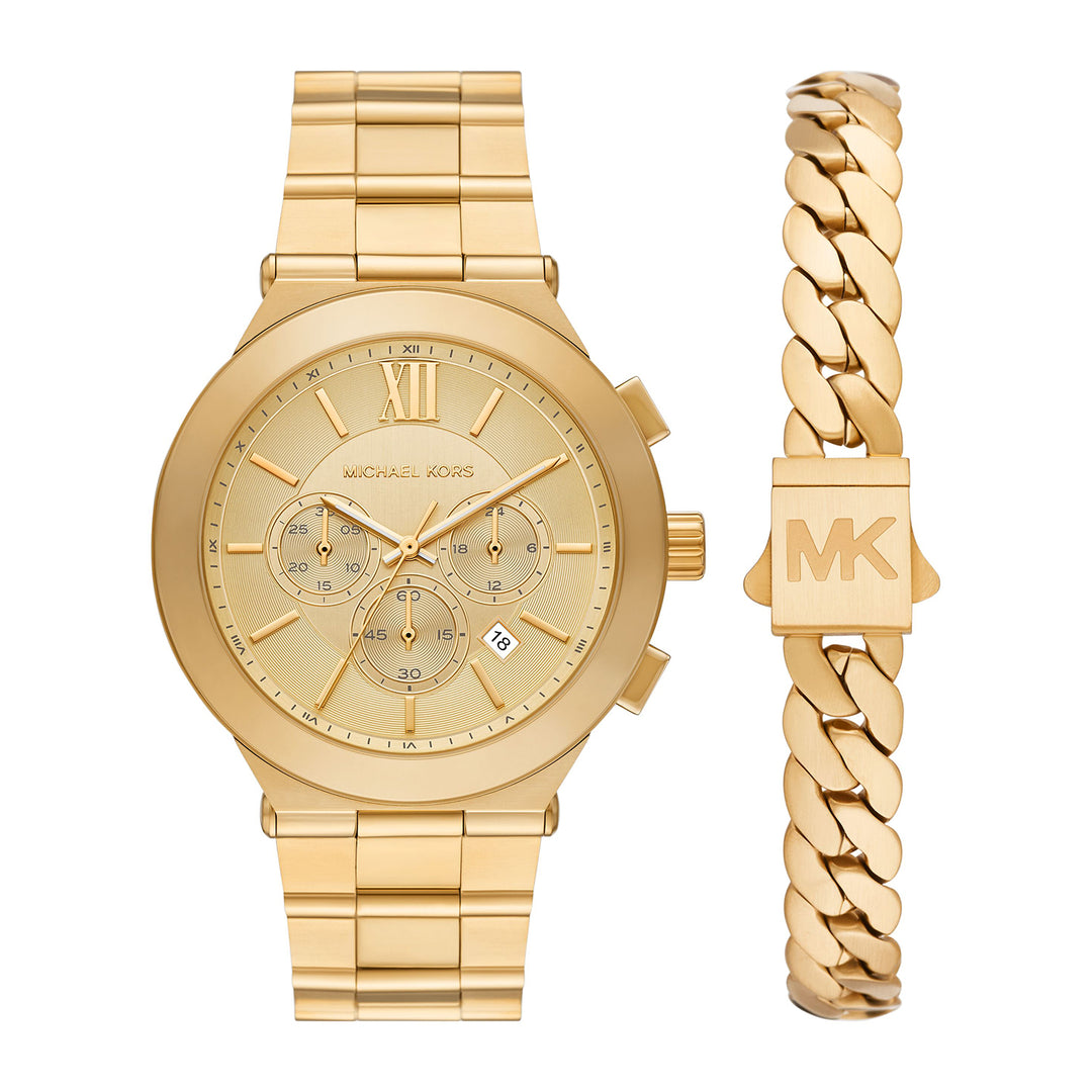 Michael Kors Men's Billie Chronograph Gold-Tone Stainless Steel Watch and Bracelet Set