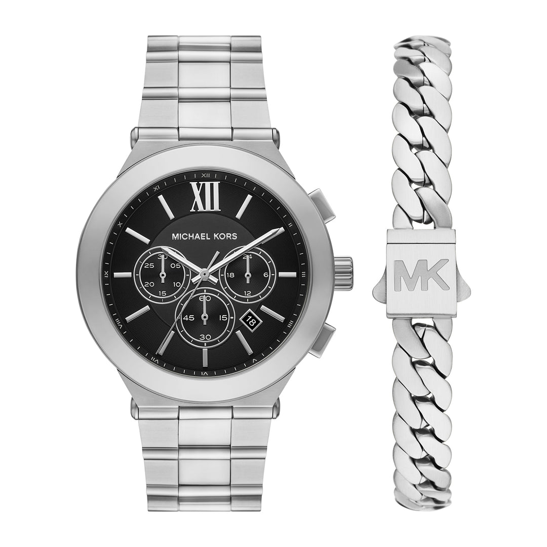 Michael Kors Men's Billie Chronograph Stainless Steel Watch and Bracelet Set