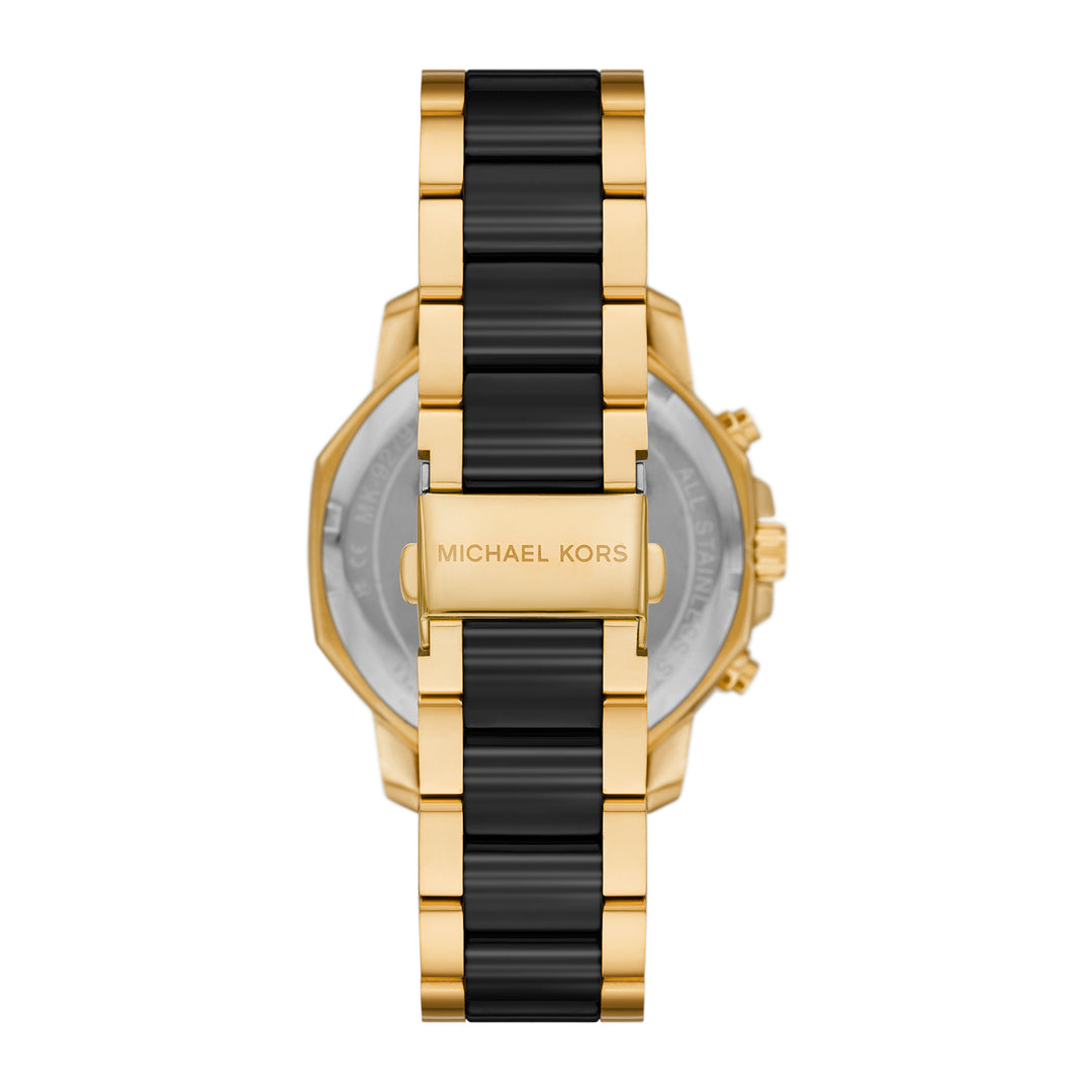 Michael Kors Men's Prescott Chronograph Black Ceramic and Gold-Tone Stainless Steel Watch