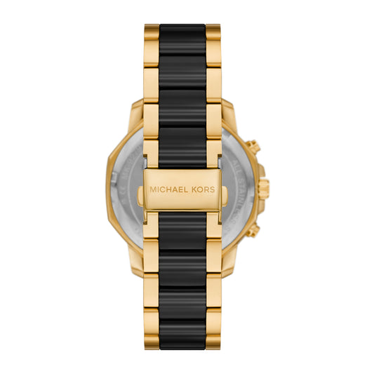 Michael Kors Men's Prescott Chronograph Black Ceramic and Gold-Tone Stainless Steel Watch