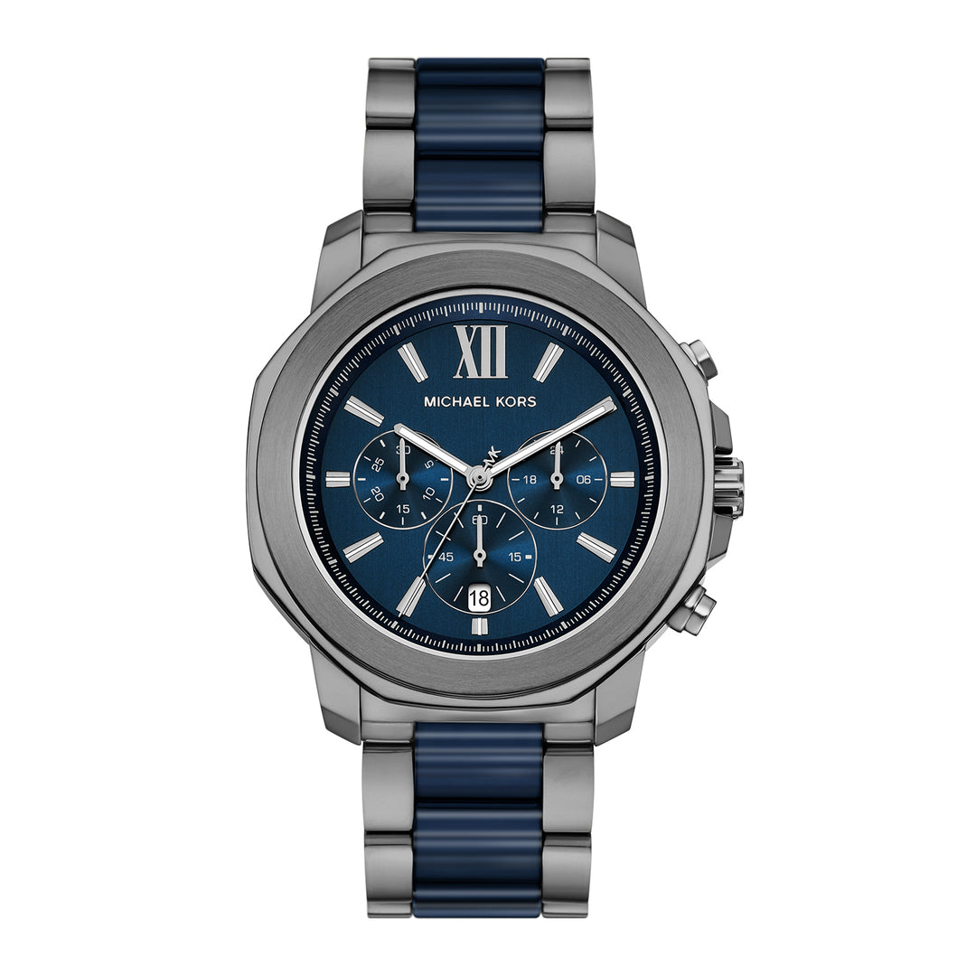 Michael Kors Men's Prescott Chronograph Blue Ceramic and Gunmetal Stainless Steel Watch